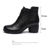 Xajzpa - Autumn and Winter New Vintage Leather Comfortable Thick Heel Women&#39;s Boots High Heel Martin Boots Leather Boots Short
