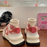 Xajzpa - New Korean Women Sneakers Strawberry Pink Kawaii Love Sports Daddy Shoes Versatile Casual Platform Vulcanize Tennis