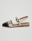 Xajzpa - Colorblock Buckled Square Toe Slingback Shoes