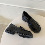 Xajzpa - New Boussac Black Punk Platform Women Loafers Round Toe Chunky Heel Vintage Shoes Women Slip on High Heel Women Pumps