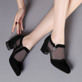Xajzpa - Summer Women High Heel Shoes Mesh Breathable Pumps Zip Pointed Toe Thick Heels Fashion Female Dress Shoes Elegant Footwear