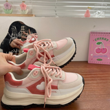 Xajzpa - New Korean Women Sneakers Strawberry Pink Kawaii Love Sports Daddy Shoes Versatile Casual Platform Vulcanize Tennis