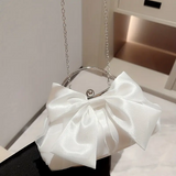 Xajzpa - Elegant Bow Decor Kiss Lock Clutch - Dinner & Evening Purse with Textured Frame & Glossy Metal Chain
