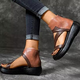 Xajzpa - Womens Pu Toe Ring Platform Back Zipper Sandals