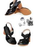 Xajzpa - 2023 New Mid-heel Sandals Women Summer Shoes Comfortable High Heels Thick Heel Peep Toe Non-slip Soft Bottom Mother Shoes Slip-On