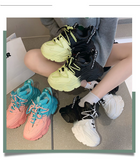 Xajzpa - Autumn Women Chunky Sneakers New Design Colorful Woman Shoes Thick Sole Fashion Girls Platform Sneakers Ladies Sport Shoes