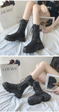 Xajzpa - Women Boots New Lace-Up Platform Shoes Leather Boots Women British Short Boots Ladies Ankle Boots Fashion Boots
