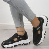 Xajzpa - Black Casual Hollowed Out Patchwork Contrast Round Comfortable Out Door Shoes