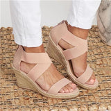 Xajzpa - Summer Round Toe High Heel Wedge Casual Ladies Sandals