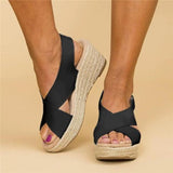 Xajzpa - Women Summer Sandals Peep Toe Magic Tape Wedges Crossed Sandals