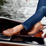 Xajzpa - Women Vintage Slip On Loafers Low Heel Pu Leather Loafers