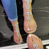 Xajzpa - Women's Summer Bohemia Crystal Sandals T-strap Femal Beach Shining Boho Shoes