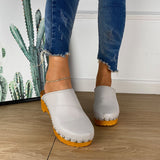 Xajzpa - Women's Mule Sandals Low Heel Wooden Slip-on Shoes