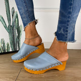 Xajzpa - Women's Mule Sandals Low Heel Wooden Slip-on Shoes