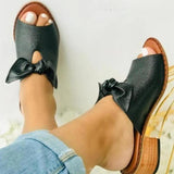 Xajzpa - Women's Summer Sandals Chunky Heel Elegant Bow Sandals Low Heel Slippers