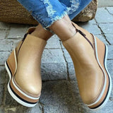 Xajzpa - Bottines à semelles compensées pour femme, chaussures décontractées avec fermeture éclair latérale, collection automne