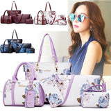 Xajzpa - Chinese Style Floral Printing Women Handbags Shoulder Bags Set Female Practical Composite Bag 6-Piece Set Designer Brand Bolsa