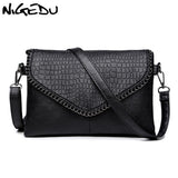 Xajzpa - Casual Crossbody Bag Female Messenger Bags black PU Leather Women's Shoulder Bags Chain women Envelope clutch purses