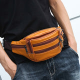 Xajzpa - Brand Fashion Men Genuine Leather Waist Packs Men Organizer Travel Waist Pack Necessity Waist belt Mobile Phone Bag