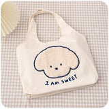 Xajzpa - Canvas Cartoon Tote Bags Women Large Capacity Plush Embroidery Bear Student Book Storage Bags Casual Cute Shopping Bags Female