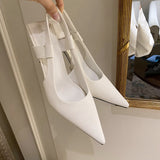 Xajzpa - Fashion Shoes Woman Slingbacks Thin High Heel Shallow Slip On Elegant Pumps Pointed Toe Pumps For Party Wedding Shoes