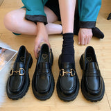 Xajzpa - Women Flat Loafers Shoes Japanese Style Vintage Shoes Metal Decoration Platform Mary Jane Shoes sapatos femininos Lolita Shoes