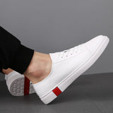 Xajzpa - New Fashion Men Genuine Leather Casual Shoes Lightweight Breathable Flats Shoes Luxury Brand Men's White Walking Sneakers