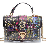 Xajzpa - Brand Women Studded Graffiti Crossbody Bags Fashion Shoulder Bag For Ladies Female Luxury Designer Handbags High Quality