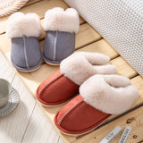 Xajzpa - Men Winter New Cotton Slippers Outdoor Fashion Warm Indoor Bedroom Cotton Plush Shoes Fleece Fluffy Couple Memory