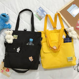 Xajzpa - Canvas Capacity Women Shoulder Bag Zipper Cotton Tote Shopper Bag Pure color Eco Reusable Shopping Bag Handbag Cloth