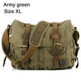 Xajzpa - Retro Vintage Cotton Canvas Leather Mens Messenger Bag Shoulder Bag Military Canvas Crossbody Bag Men Casual Bag Free ship