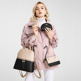 Xajzpa - 4pcs/set woman fashion backpack set female shoulder crossbody bag set PU leather purse clutch bag luxury card holder women gift