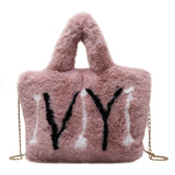 Xajzpa - Plush Tote Bags Chain Women Bags Soft Fluffy Bags NEW Winter Bags For Women Furry Bags Luxury Handbag Fur Shoulders Bags