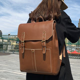 Xajzpa - PU Leather Woman Backpack High Quality Female Rucksack Vintage Double Shoulder Bag Large Capacity School Bag Backpacks Mochila