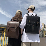 Xajzpa - PU Leather Woman Backpack High Quality Female Rucksack Vintage Double Shoulder Bag Large Capacity School Bag Backpacks Mochila