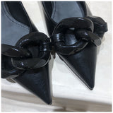 Xajzpa Brand Design Chain Buckle Flat Shoes Women Flat Heel Ballet Pointed Toe Slip On Female Ballerina Casual Loafers
