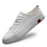 Xajzpa - New Fashion Men Genuine Leather Casual Shoes Lightweight Breathable Flats Shoes Luxury Brand Men's White Walking Sneakers