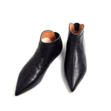 Xajzpa - Pot Big Size Full Grain Leather Soft Winter Spring Shoes Modern Girl Pointed Toe Slip on Flats Office Lady Pregnant Shoe
