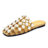 Xajzpa - Fashion Summer Beach shoes Pearl Sandals thin Belt Roman Flat Women Flip Flops Casual Flat Slippers women sandals