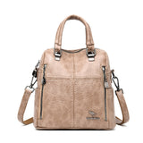 Xajzpa - Hot Leather Luxury Handbags Women Bags Designer Multifunction Shoulder Bags For Women Travel Back Pack Mochila Feminina Sac