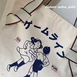 Xajzpa - Canvas Tote Bag for Women Designer Handbag Brand Lady's Shopper Japanese Style Retro Cartoon Print Girls Shoulder Bag