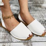 Xajzpa - Summer Sandals Women Flats Female Casual Peep Toe Shoes PU Slip on Leisure Solid Sewing Footwear Two-piece Plus Size
