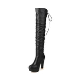 Xajzpa - Sexy Waterproof Knee-length High-tube Women's Boots Thick-soled Soft Leather Round Toe Nightclub Pole Dance Boots