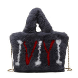 Xajzpa - Plush Tote Bags Chain Women Bags Soft Fluffy Bags NEW Winter Bags For Women Furry Bags Luxury Handbag Fur Shoulders Bags