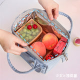 Xajzpa - Portable Lunch Bag for Women High Capacity Waterproof Food Storage Bags with Badge Pin New Student Thermal Lunch Box Picnic