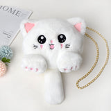 Xajzpa - New Fashion Plush Bag Women Animal Cat Shoulder Bag Girls Cute Fur Mobile Phone Bag Female Purse