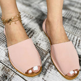 Xajzpa - Summer Sandals Women Flats Female Casual Peep Toe Shoes PU Slip on Leisure Solid Sewing Footwear Two-piece Plus Size