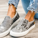 Xajzpa - Pieced Raw Edge Animal Print Canvas Slip-On Flats