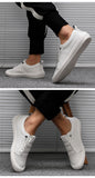 Xajzpa - New Genuine Leather Shoes Men Sneakers Casual Male Footwear Fashion Brand White Shoes Mens Cow Leather White Sneakers A1697