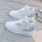 Xajzpa - Women White Colorblock Lace-Up Front Skate Shoes